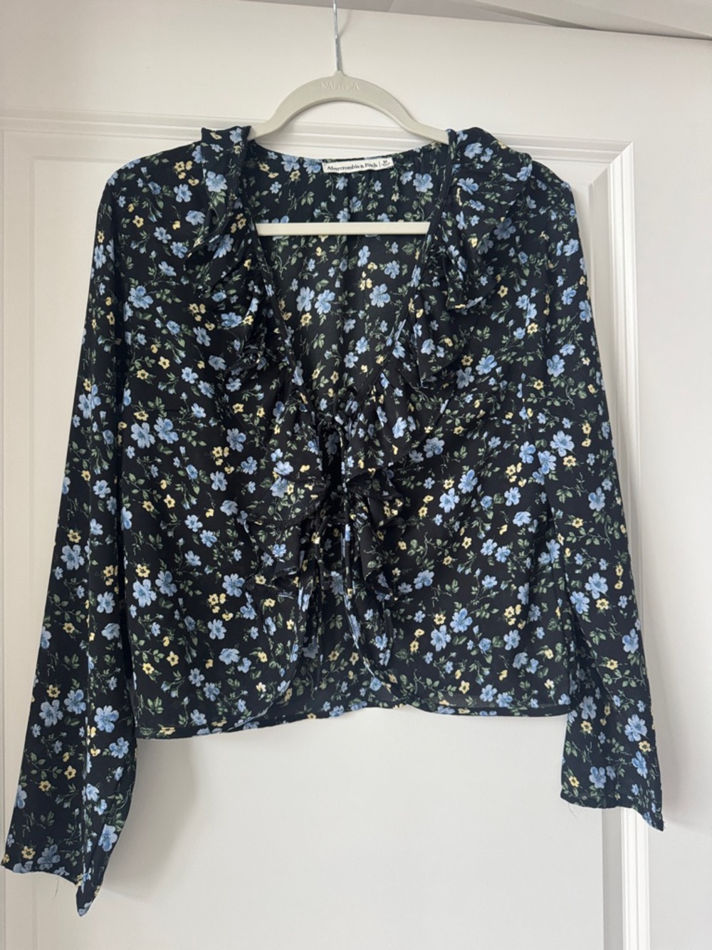 Abercrombie Floral Sheer Tie Blouse